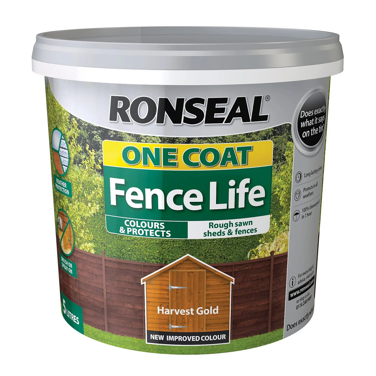 Ronseal One Coat Fence Life Paint Harvest Gold - 5L 6 Ronseal One Coat Fence Life Paint Harvest Gold - 5L - Image 6
