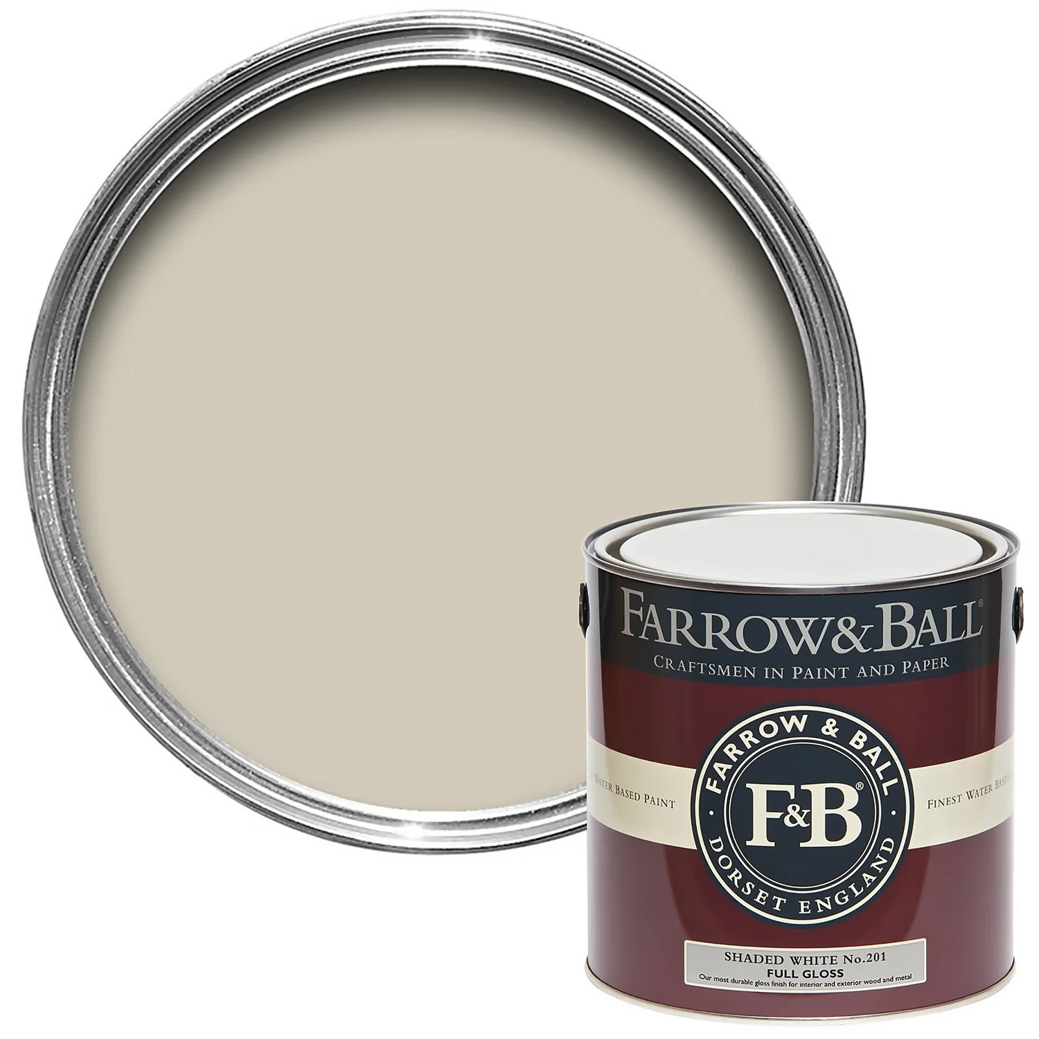 Farrow & Ball Full Gloss Paint Shaded White - 2.5L 1 Farrow & Ball Full Gloss Paint Shaded White - 2.5L