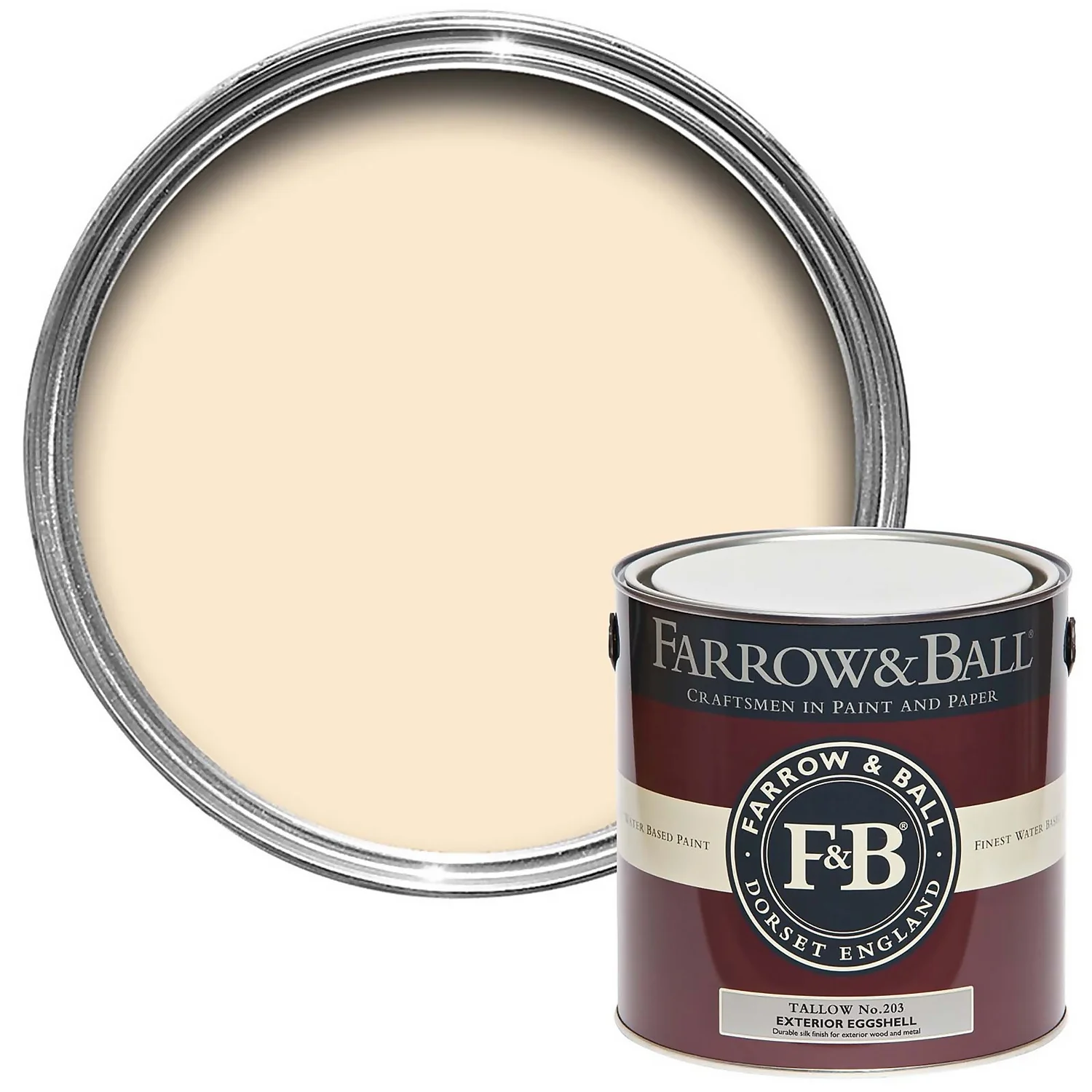 Farrow & Ball Exterior Eggshell Paint Tallow - 2.5L 1 Farrow & Ball Exterior Eggshell Paint Tallow - 2.5L