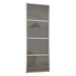 Ellipse Sliding Wardrobe Door 4 Panel Cappuccino Glass With Aluminium Frame (W)762mm