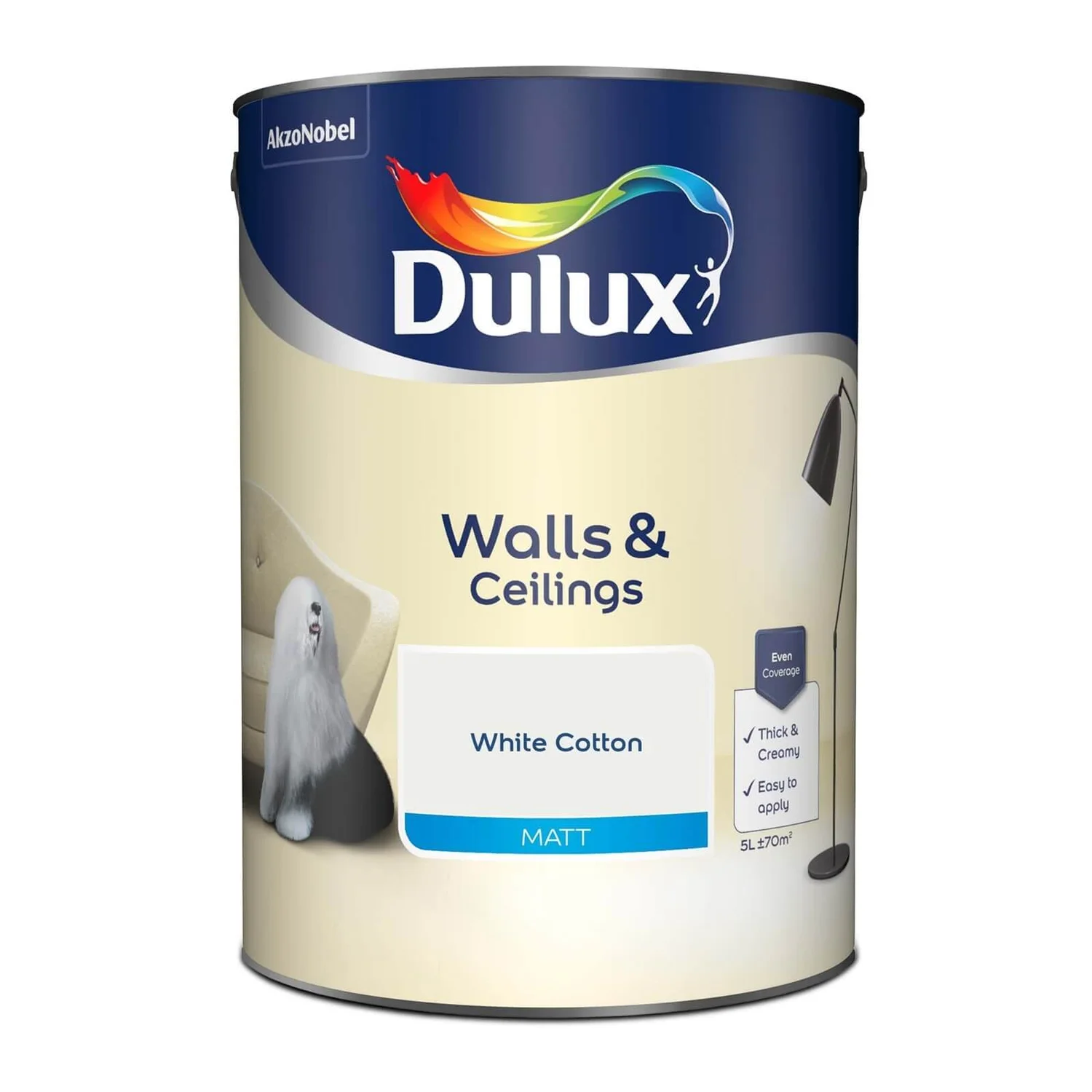 Dulux Matt Emulsion Paint White Cotton - 5L 4 Dulux Matt Emulsion Paint White Cotton - 5L - Image 4