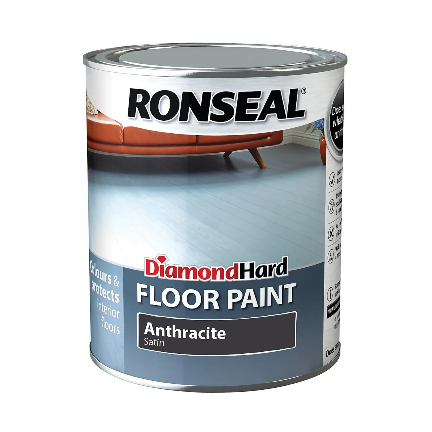 Ronseal Diamond Hard Floor Paint Anthracite - 750ml 1 Ronseal Diamond Hard Floor Paint Anthracite - 750ml
