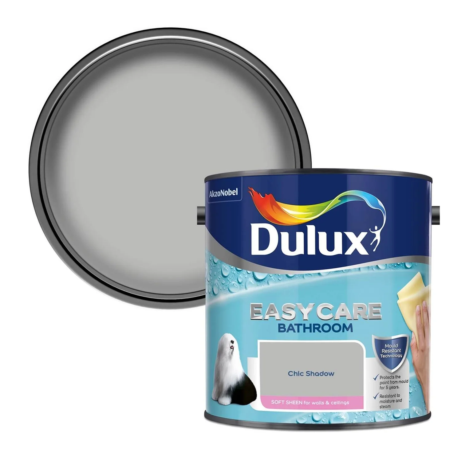 Dulux Easycare Bathroom Chic Shadow - Soft Sheen Emulsion Paint - 2.5L 1 Dulux Easycare Bathroom Chic Shadow - Soft Sheen Emulsion Paint - 2.5L