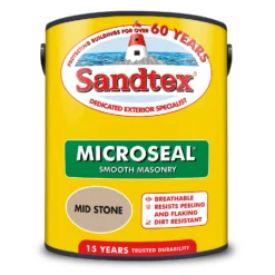 Sandtex® Ultra Smooth Masonry Paint Mid Stone - 5L -Outlet Home Harmony Store 12808538 5424871316070167