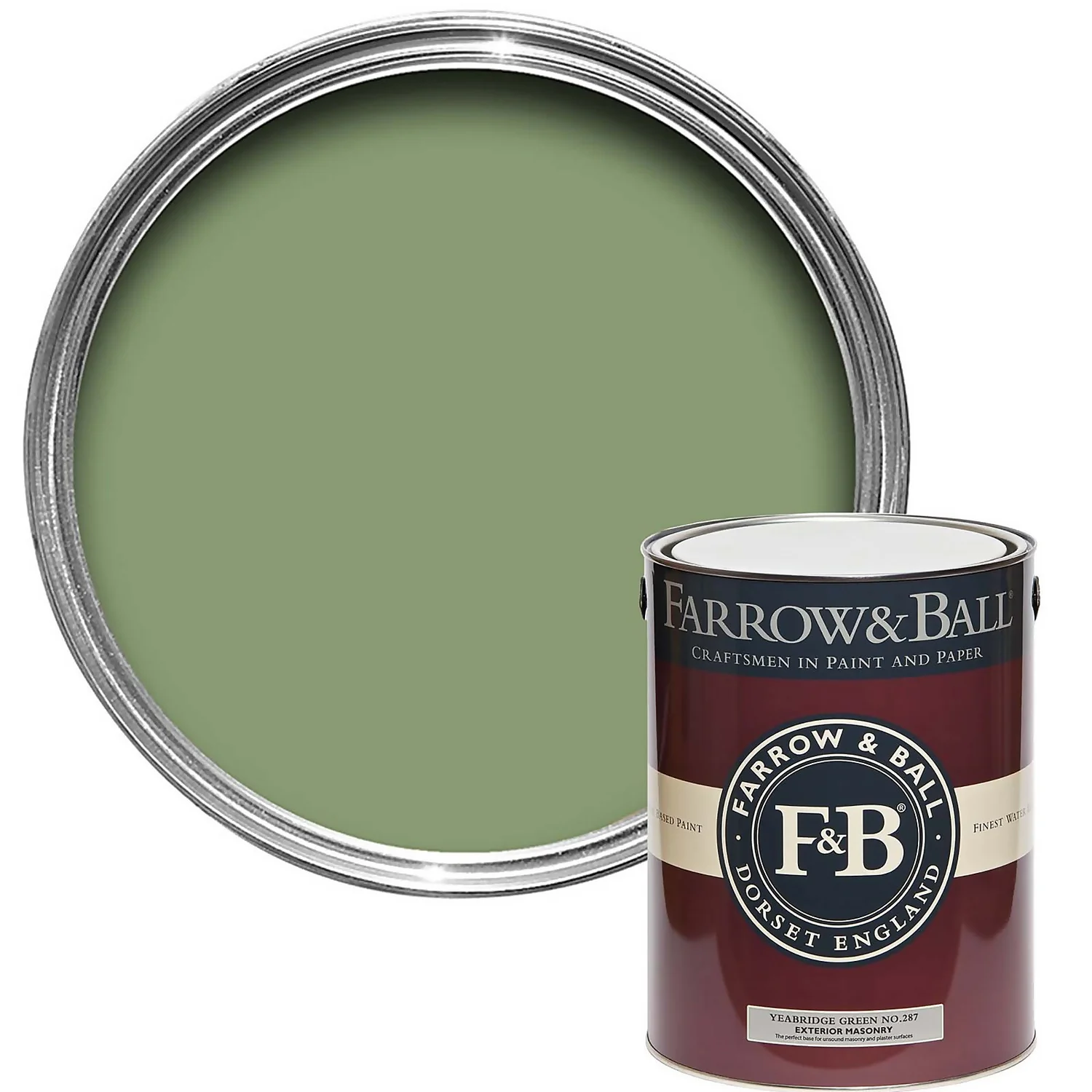 Farrow & Ball Exterior Masonry Paint Yeabridge Green - 5L 1 Farrow & Ball Exterior Masonry Paint Yeabridge Green - 5L
