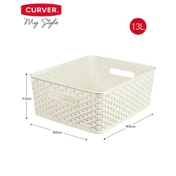 Curver My Style Medium Rectangular Plastic Storage Basket - Vintage White - 13L -Outlet Home Harmony Store 12809476 1834833218868618