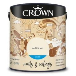 Crown Walls & Ceilings Matt Emulsion Paint Soft Linen - 2.5L -Outlet Home Harmony Store 12810444 7044969532577900