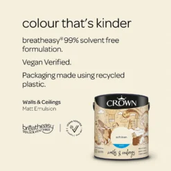 Crown Walls & Ceilings Matt Emulsion Paint Soft Linen - 2.5L -Outlet Home Harmony Store 12810444 8494969532311323