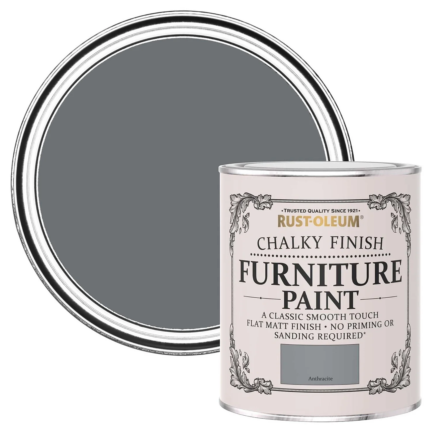 Rust-Oleum Chalky Furniture Paint - Anthracite - 750ml 1 Rust-Oleum Chalky Furniture Paint - Anthracite - 750ml