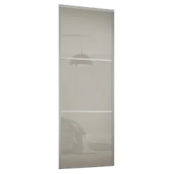 Linear Sliding Wardrobe Door 3 Panel Arctic White Glass With Silver Frame (W)914mm