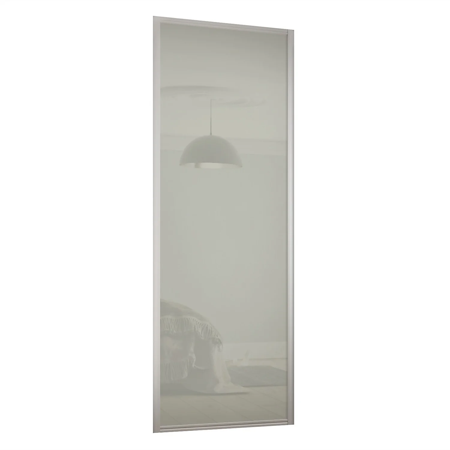 Ellipse Sliding Wardrobe Door 1 Panel Arctic White Glass With Aluminium Frame (W)610mm 1 Ellipse Sliding Wardrobe Door 1 Panel Arctic White Glass With Aluminium Frame (W)610mm