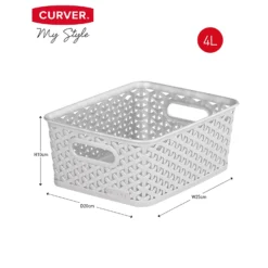 Curver My Style Small Rectangular Plastic Storage Basket - Grey - 4L 13 Curver My Style Small Rectangular Plastic Storage Basket - Grey - 4L -Outlet Home Harmony Store 12814407 2044832987097510