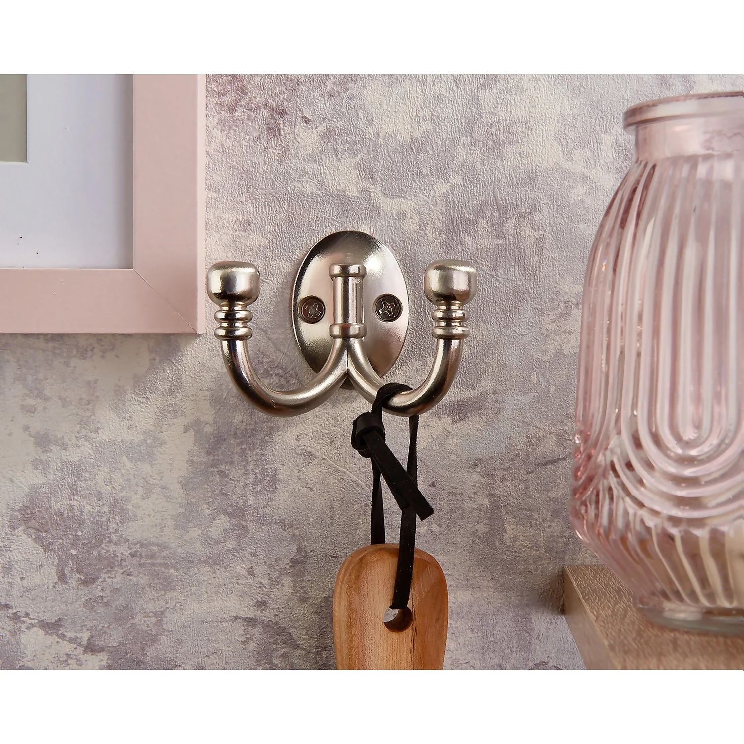 Ball End Double Robe Hook - Satin Nickel 3 Ball End Double Robe Hook - Satin Nickel - Image 3