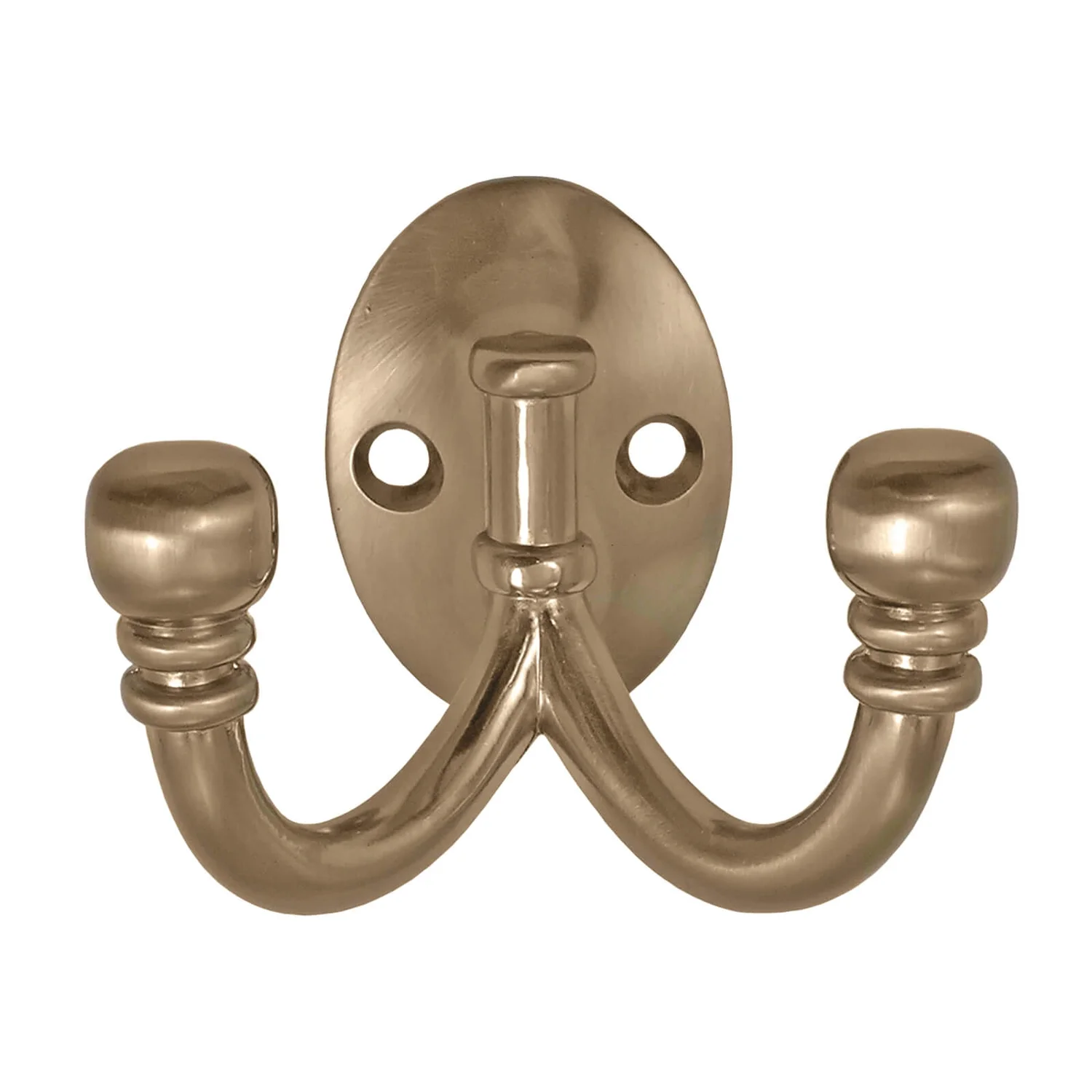 Ball End Double Robe Hook - Satin Nickel 1 Ball End Double Robe Hook - Satin Nickel