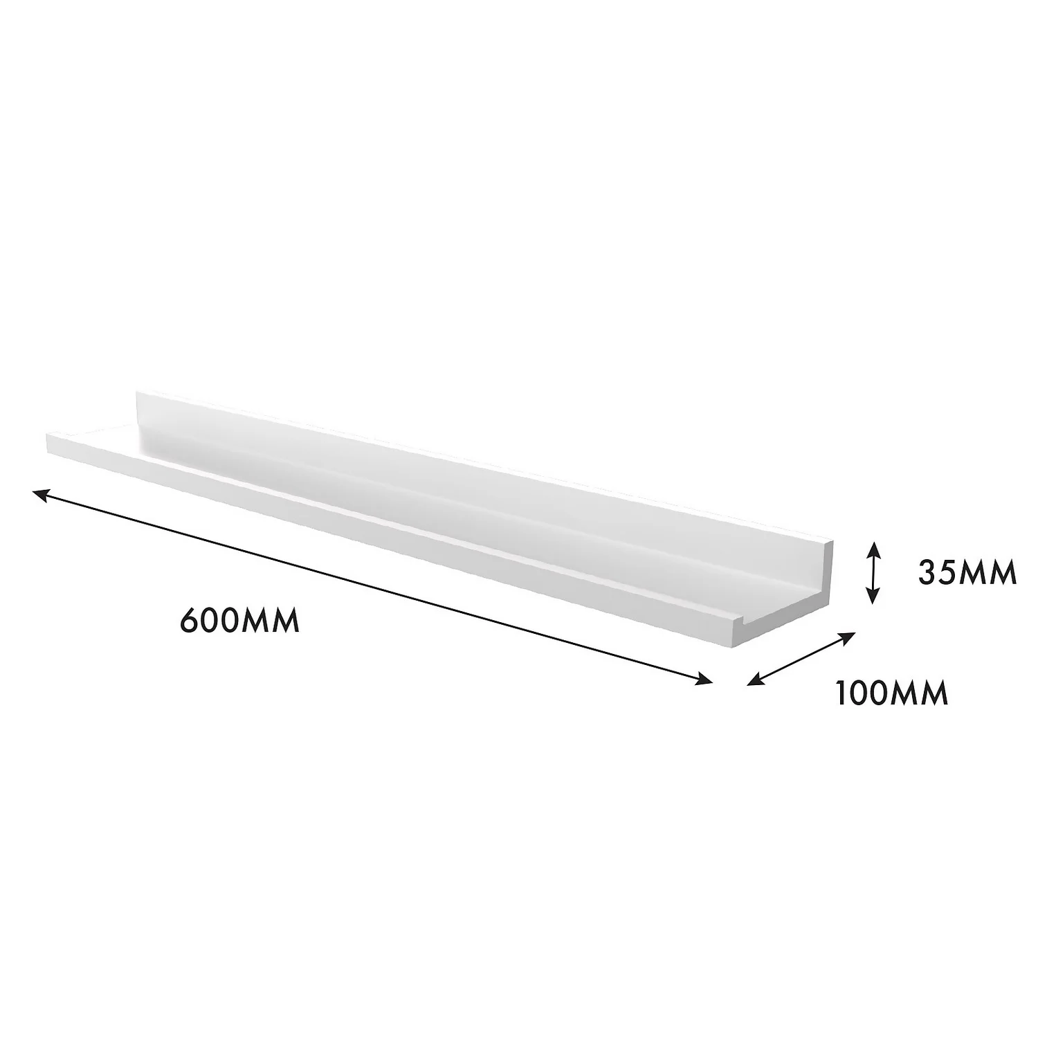 Flexi Storage Decorative Shelving Photo Shelf - White Matt - 600x35x100mm 4 Flexi Storage Decorative Shelving Photo Shelf - White Matt - 600x35x100mm - Image 4