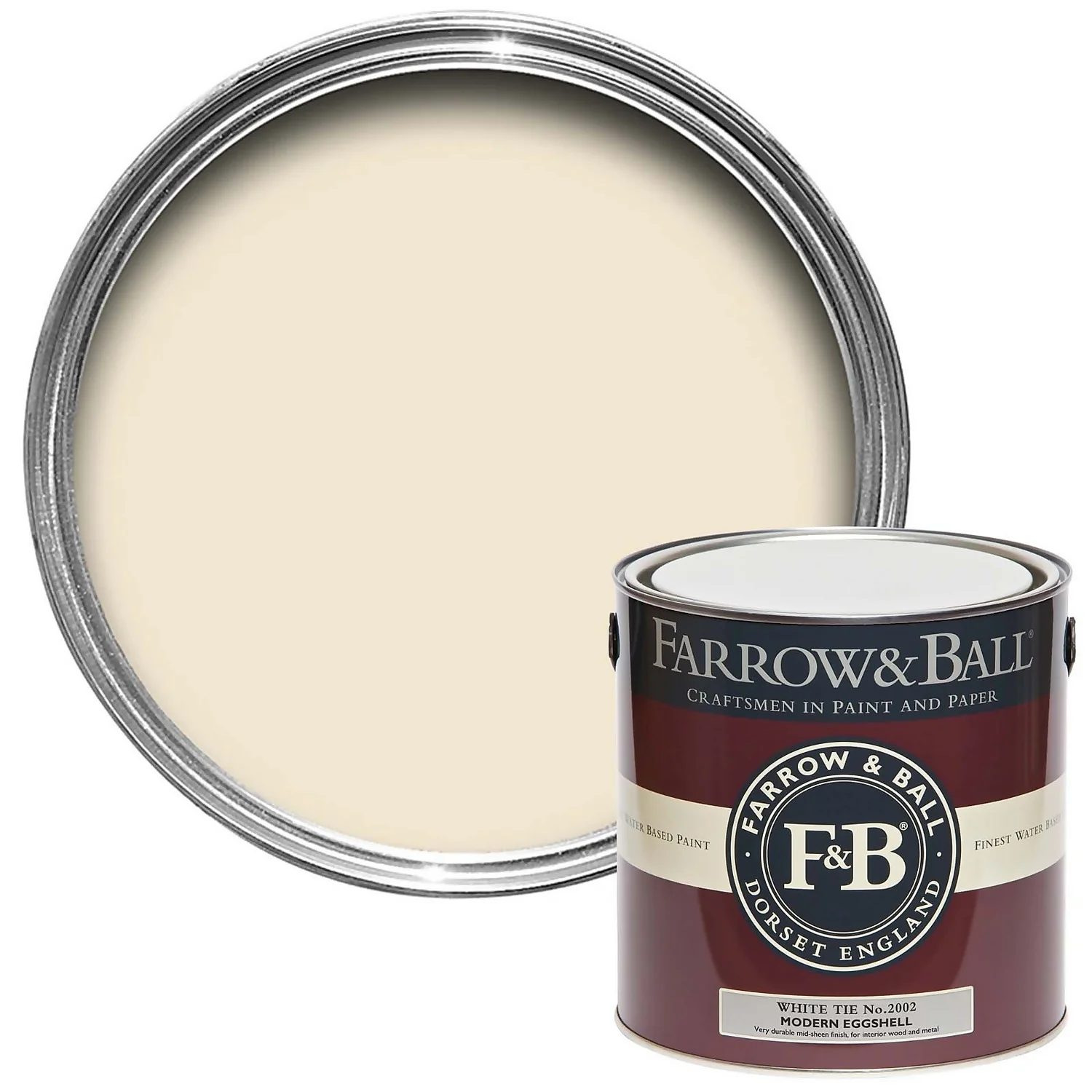 Farrow & Ball Modern Eggshell Paint White Tie - 2.5L 1 Farrow & Ball Modern Eggshell Paint White Tie - 2.5L
