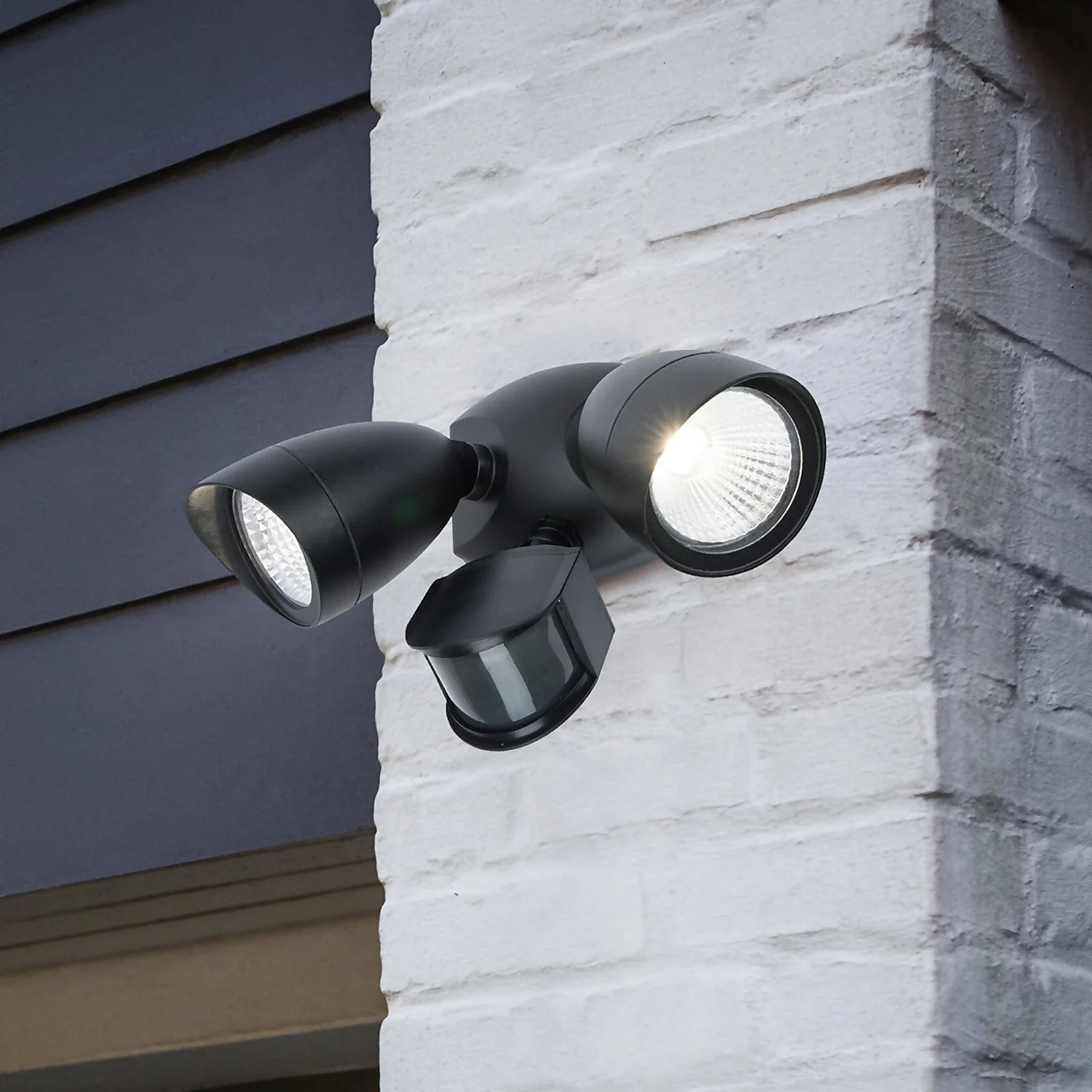 Lutec Shrimp Twin Head LED PIR Outdoor Wall Light - Black 1 Lutec Shrimp Twin Head LED PIR Outdoor Wall Light - Black