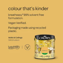 Crown Walls & Ceilings Silk Emulsion Paint Mustard Jar - 2.5L 13 Crown Walls & Ceilings Silk Emulsion Paint Mustard Jar - 2.5L -Outlet Home Harmony Store 12819352 4494966162681107