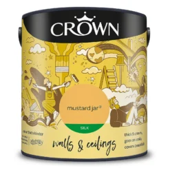 Crown Walls & Ceilings Silk Emulsion Paint Mustard Jar - 2.5L 17 Crown Walls & Ceilings Silk Emulsion Paint Mustard Jar - 2.5L -Outlet Home Harmony Store 12819352 6834966163010084