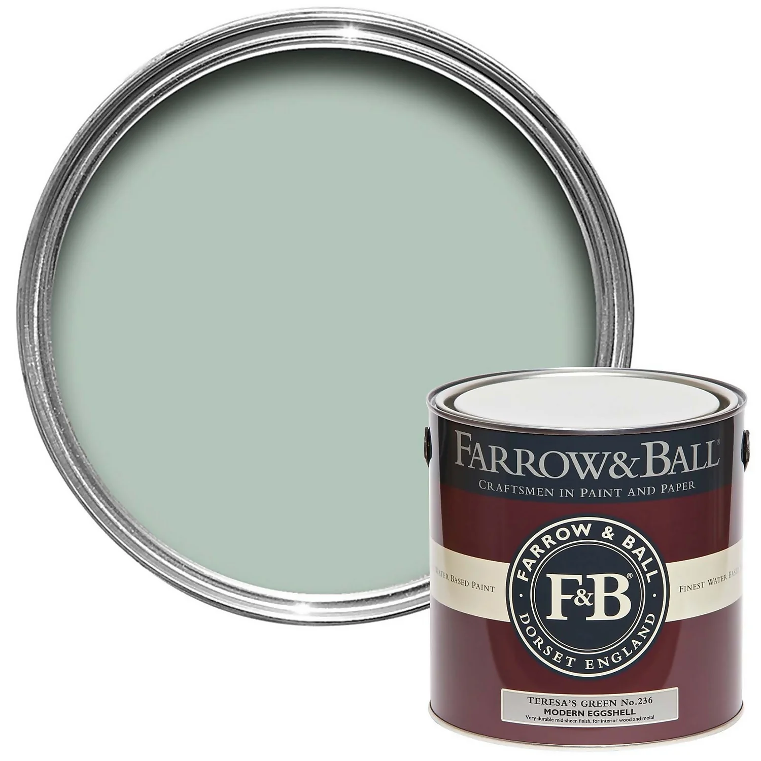 Farrow & Ball Modern Eggshell Paint Teresa's Green - 2.5L 1 Farrow & Ball Modern Eggshell Paint Teresa's Green - 2.5L