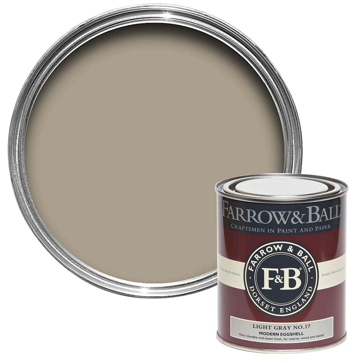 Farrow & Ball Modern Eggshell Paint Light Gray - 750ml 1 Farrow & Ball Modern Eggshell Paint Light Gray - 750ml