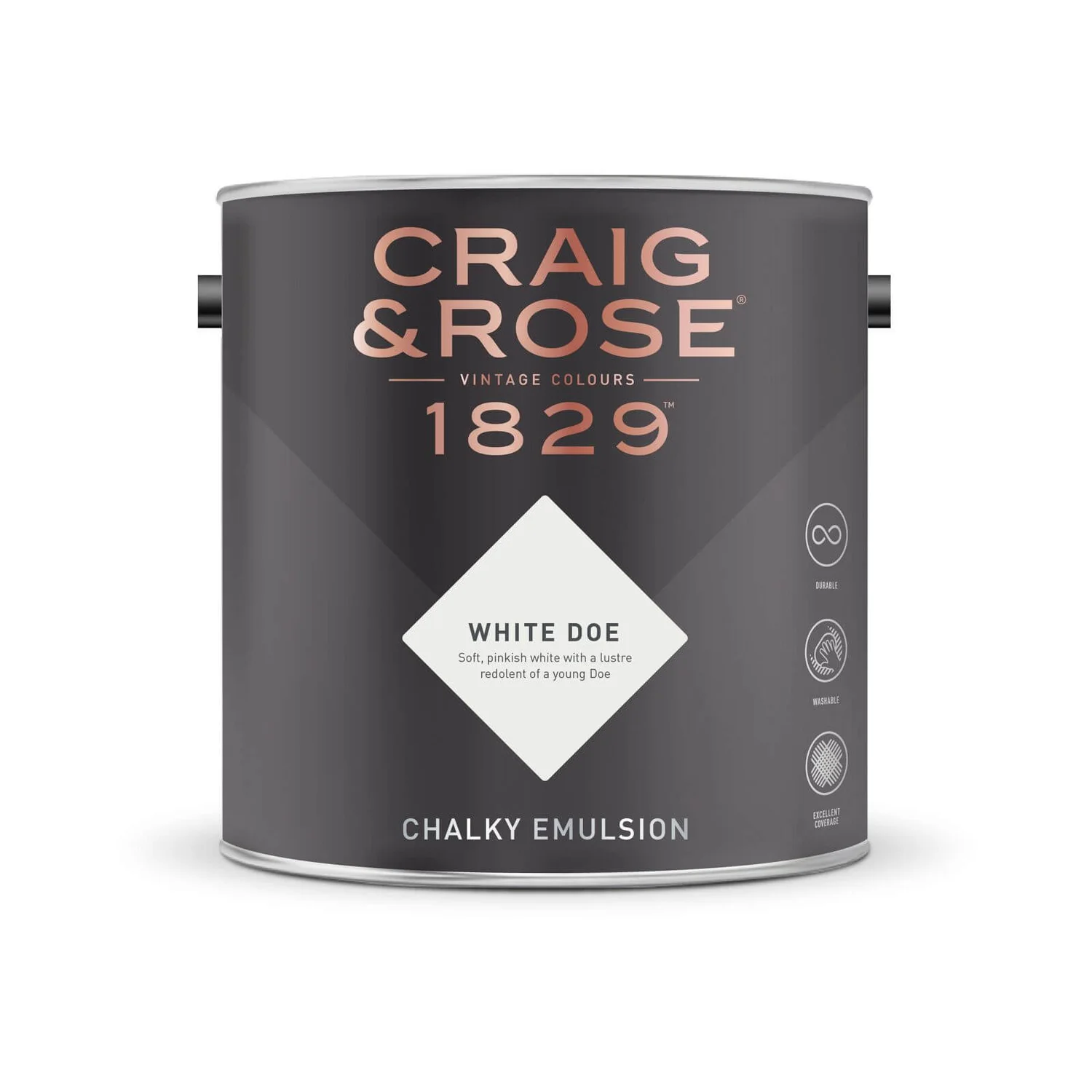 Craig & Rose 1829 Chalky Matt Emulsion Paint White Doe - 2.5L 2 Craig & Rose 1829 Chalky Matt Emulsion Paint White Doe - 2.5L - Image 2