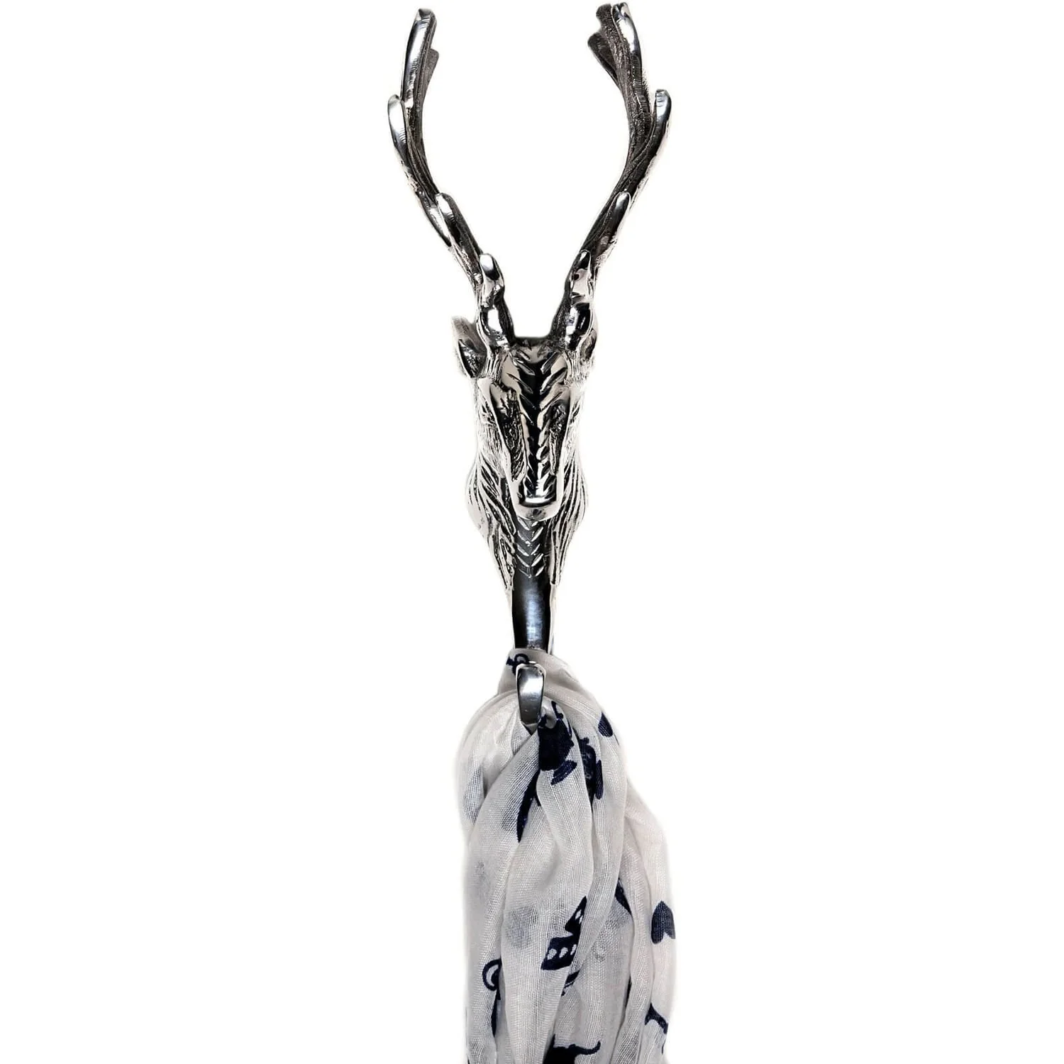 None Silver Finish Stag Head Coat Hook 3 None Silver Finish Stag Head Coat Hook - Image 3