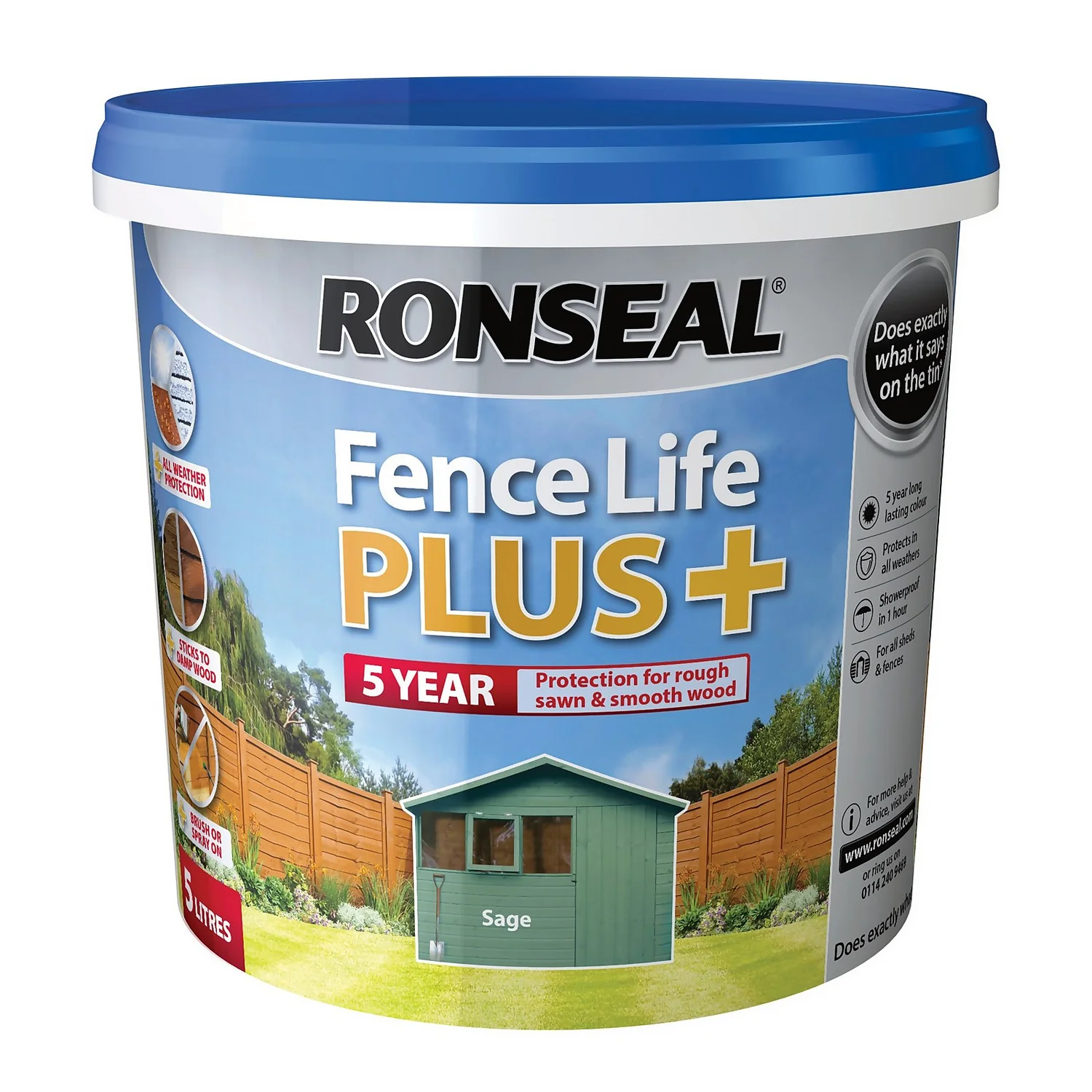 Ronseal Fence Life Plus Paint Sage - 5L 7 Ronseal Fence Life Plus Paint Sage - 5L - Image 7