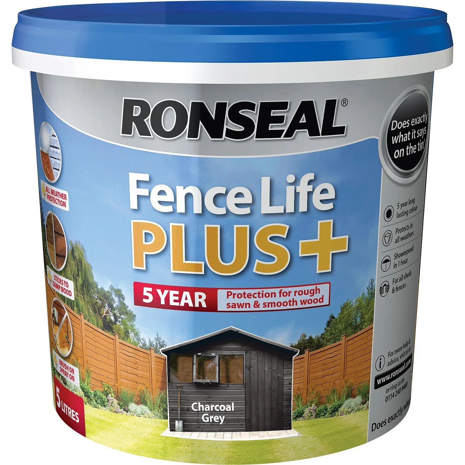 Ronseal Fence Life Plus Paint Charcoal Grey - 5L 7 Ronseal Fence Life Plus Paint Charcoal Grey - 5L - Image 7