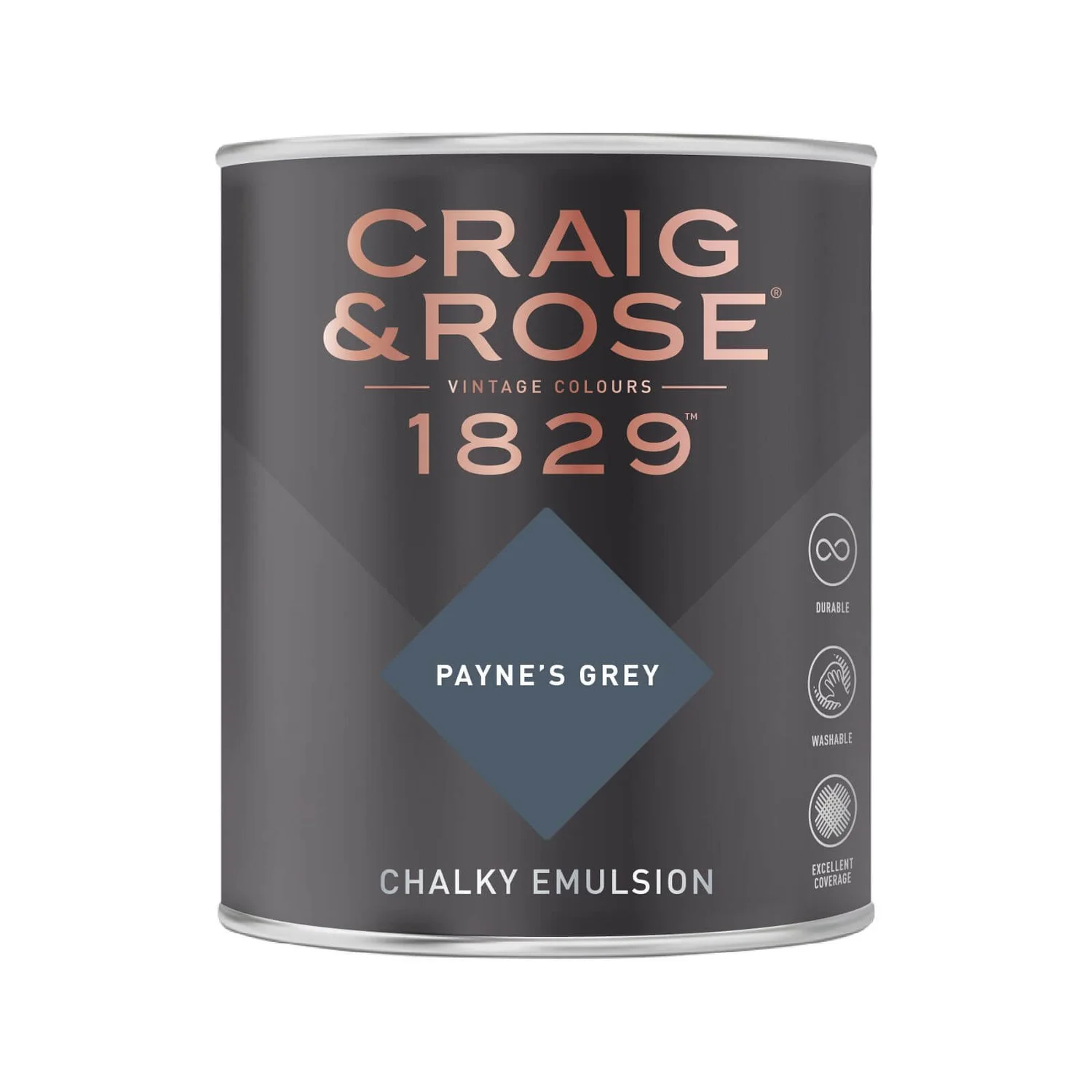 Craig & Rose 1829 Chalky Emulsion Paint Paynes Grey - 750ml 2 Craig & Rose 1829 Chalky Emulsion Paint Paynes Grey - 750ml - Image 2
