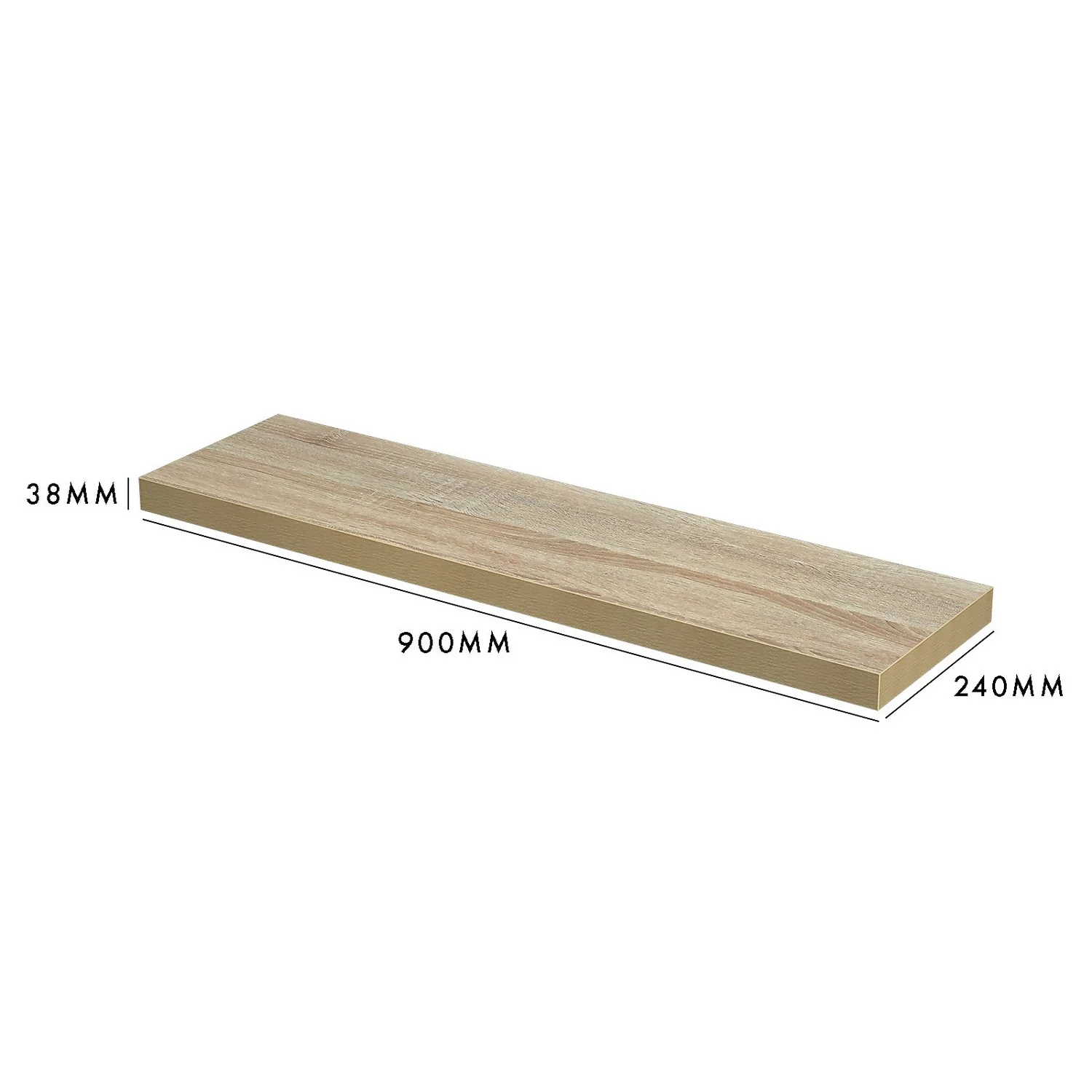 Floating Shelf - Sanoma Oak - 900 X 240 X 38mm 4 Floating Shelf - Sanoma Oak - 900 X 240 X 38mm - Image 4