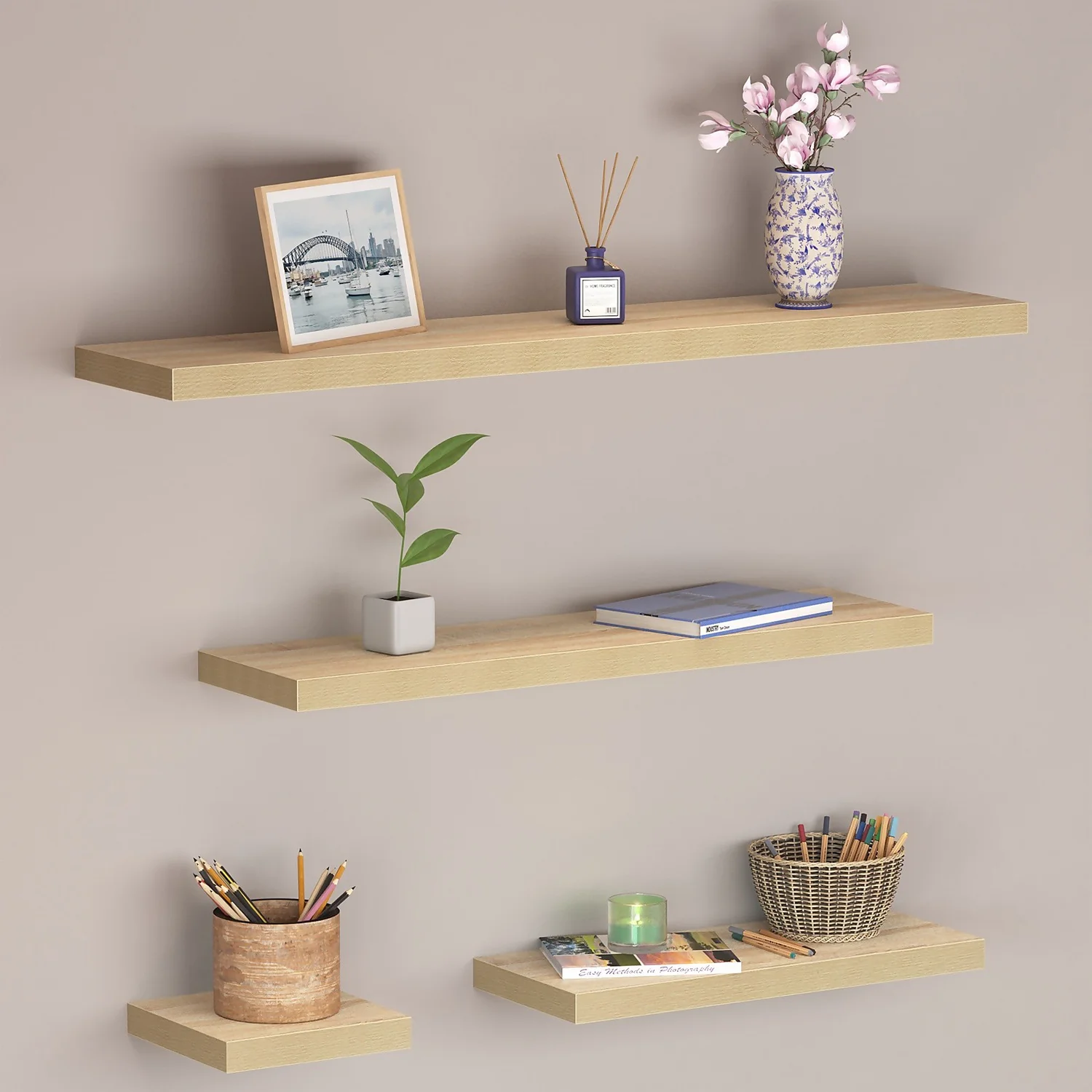 Floating Shelf - Sanoma Oak - 900 X 240 X 38mm 2 Floating Shelf - Sanoma Oak - 900 X 240 X 38mm - Image 2