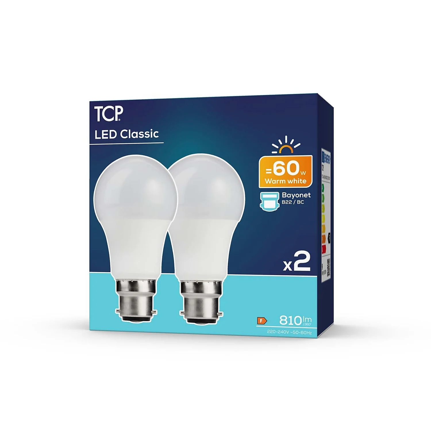 TCP LED Classic 60W BC Warm - 2 Pack 2 TCP LED Classic 60W BC Warm - 2 Pack - Image 2