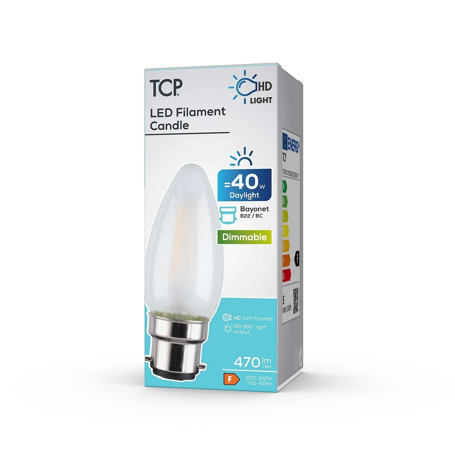 TCP Filament Candle Coat 40W BC Cool Dimmable Light Bulb 2 TCP Filament Candle Coat 40W BC Cool Dimmable Light Bulb - Image 2