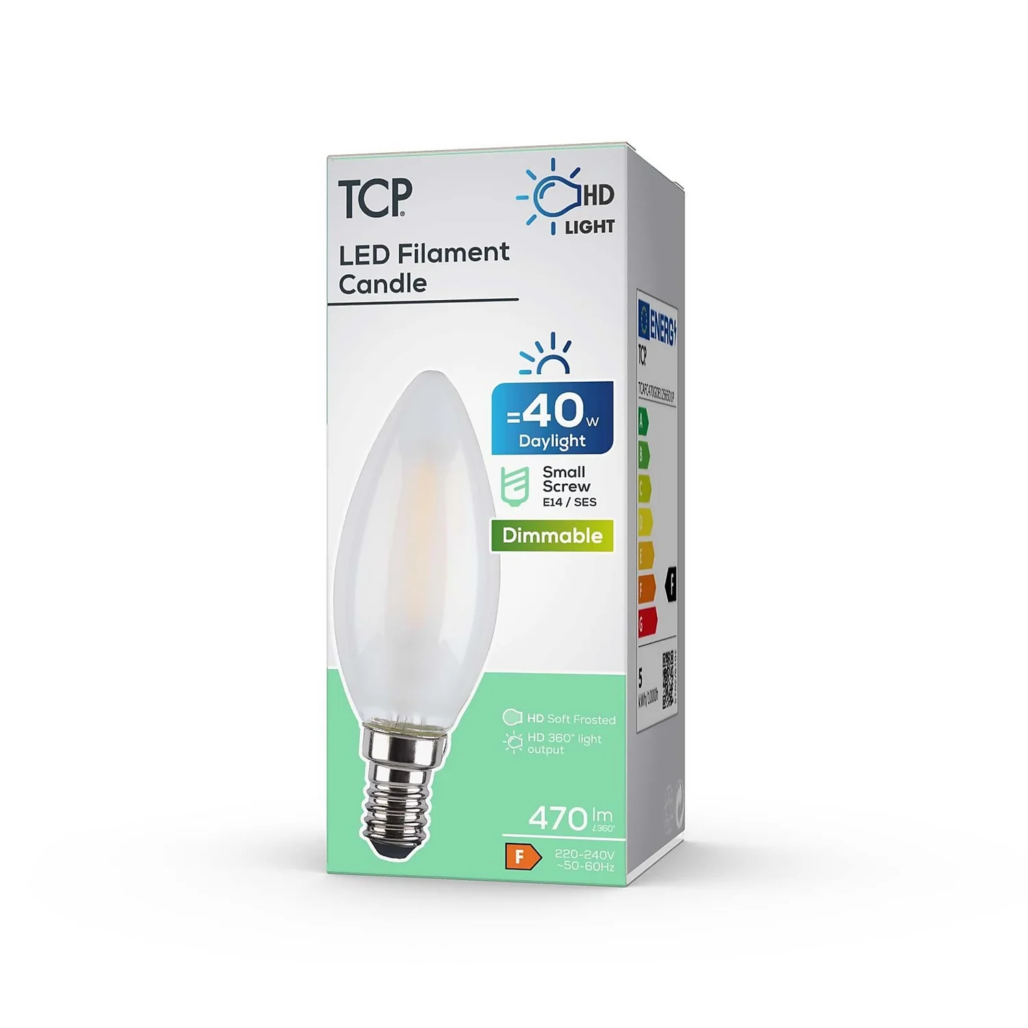 TCP Filament Candle Coat 40W SES Cool Dimmable Light Bulb 2 TCP Filament Candle Coat 40W SES Cool Dimmable Light Bulb - Image 2