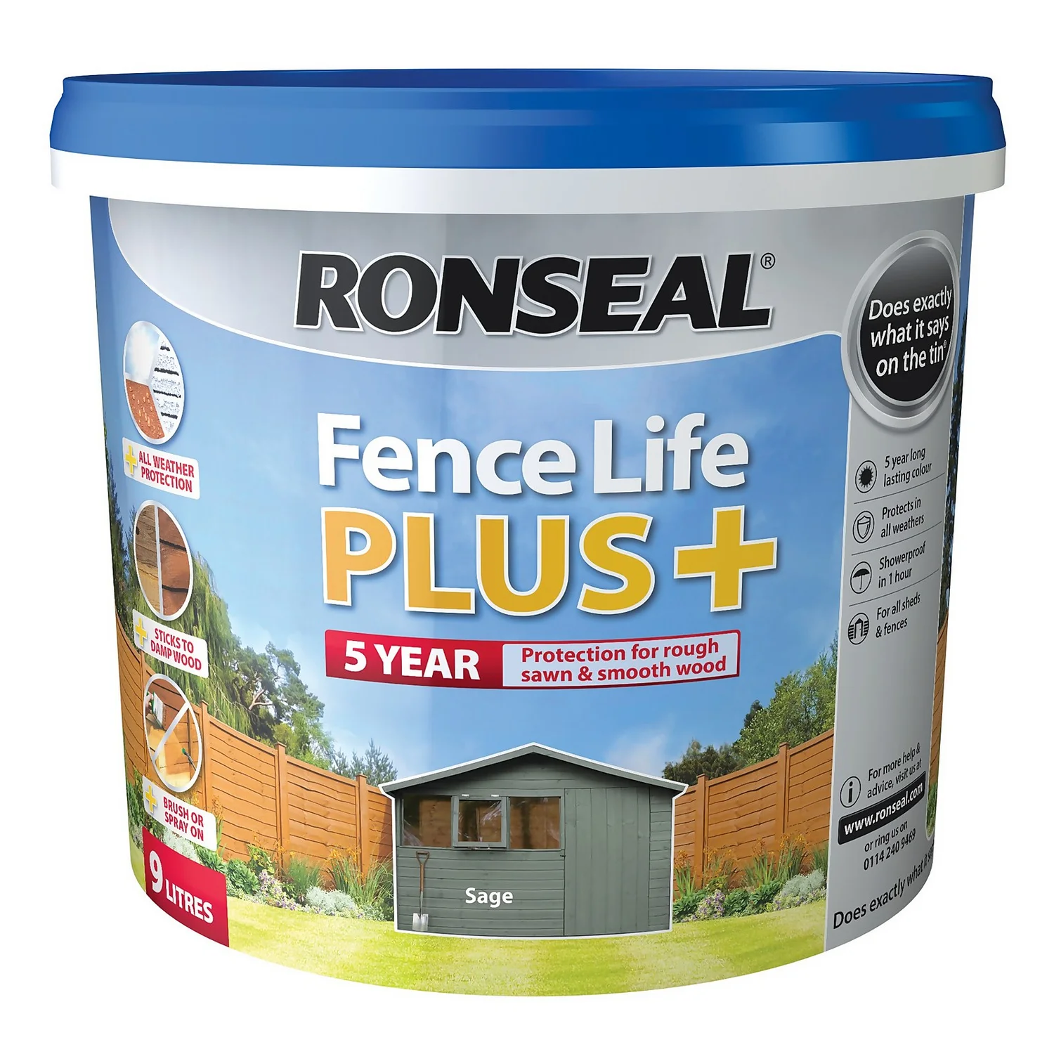 Ronseal Fence Life Plus Paint Sage - 9L 7 Ronseal Fence Life Plus Paint Sage - 9L - Image 7