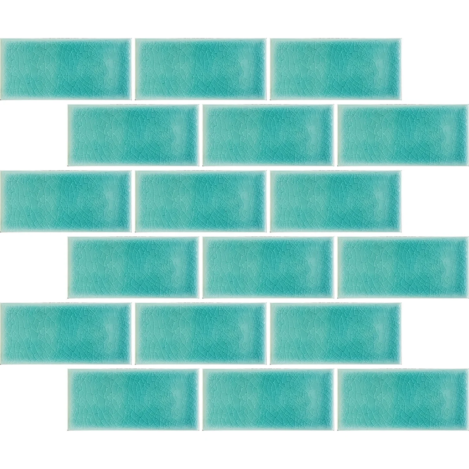 House Of Mosaics Teal Crackle Midi Metro Mosaic Tile (Sample Only) - 150 X 110mm 1 House Of Mosaics Teal Crackle Midi Metro Mosaic Tile (Sample Only) - 150 X 110mm