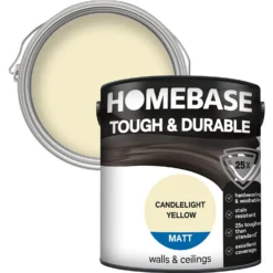 Homebase Tough & Durable Matt Emulsion Paint Candlelight Yellow - 2.5L