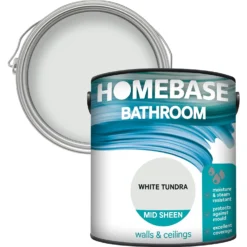 Homebase Bathroom Mid Sheen Paint - White Tundra 2.5L