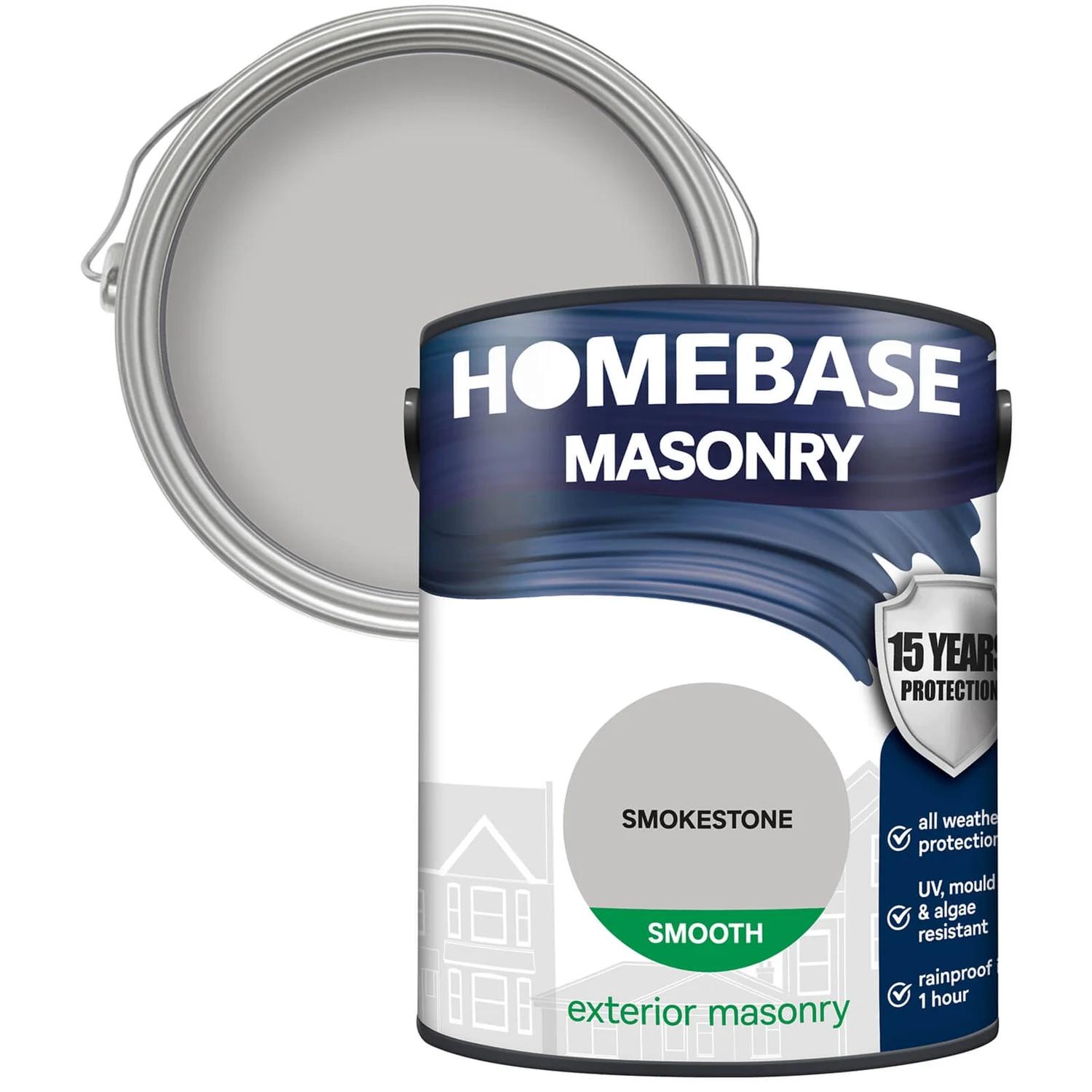 Homebase Smooth Masonry Paint - Smokestone 5L 1 Homebase Smooth Masonry Paint - Smokestone 5L