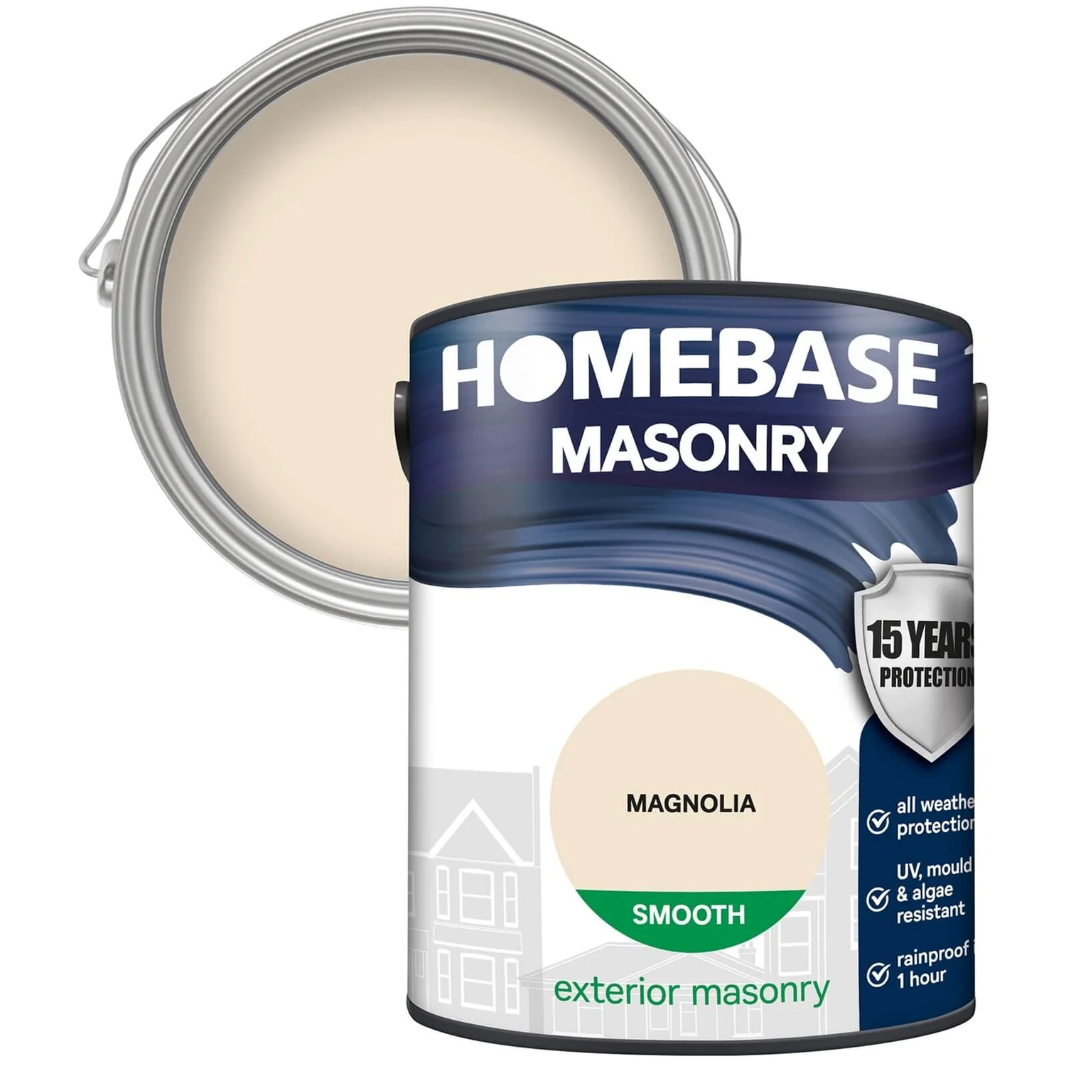 Homebase Smooth Masonry Paint - Magnolia 5L 1 Homebase Smooth Masonry Paint - Magnolia 5L