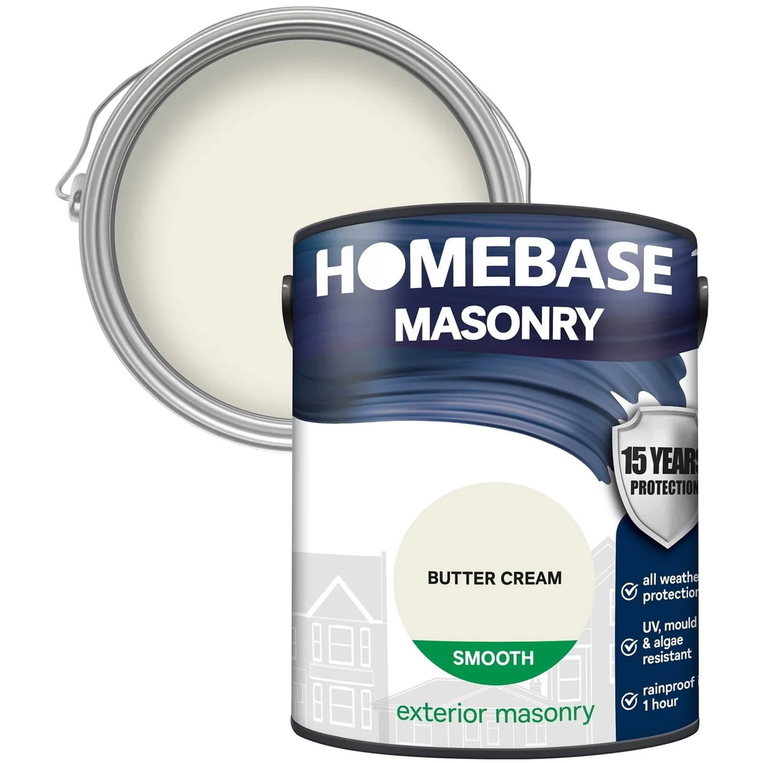 Homebase Smooth Masonry Paint - Butter Cream 5L 1 Homebase Smooth Masonry Paint - Butter Cream 5L