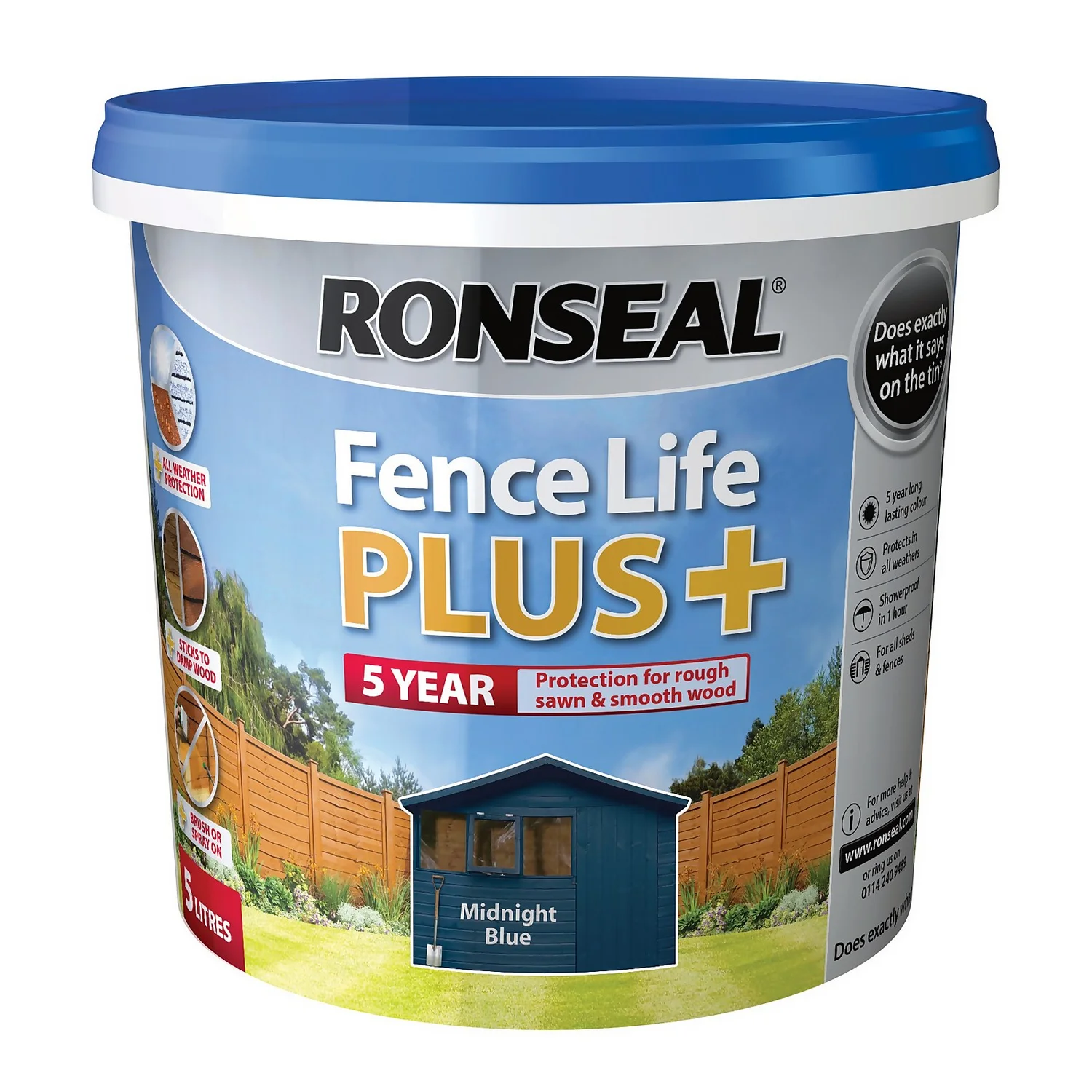 Ronseal Fence Life Plus Paint Midnight Blue - 5L 6 Ronseal Fence Life Plus Paint Midnight Blue - 5L - Image 6