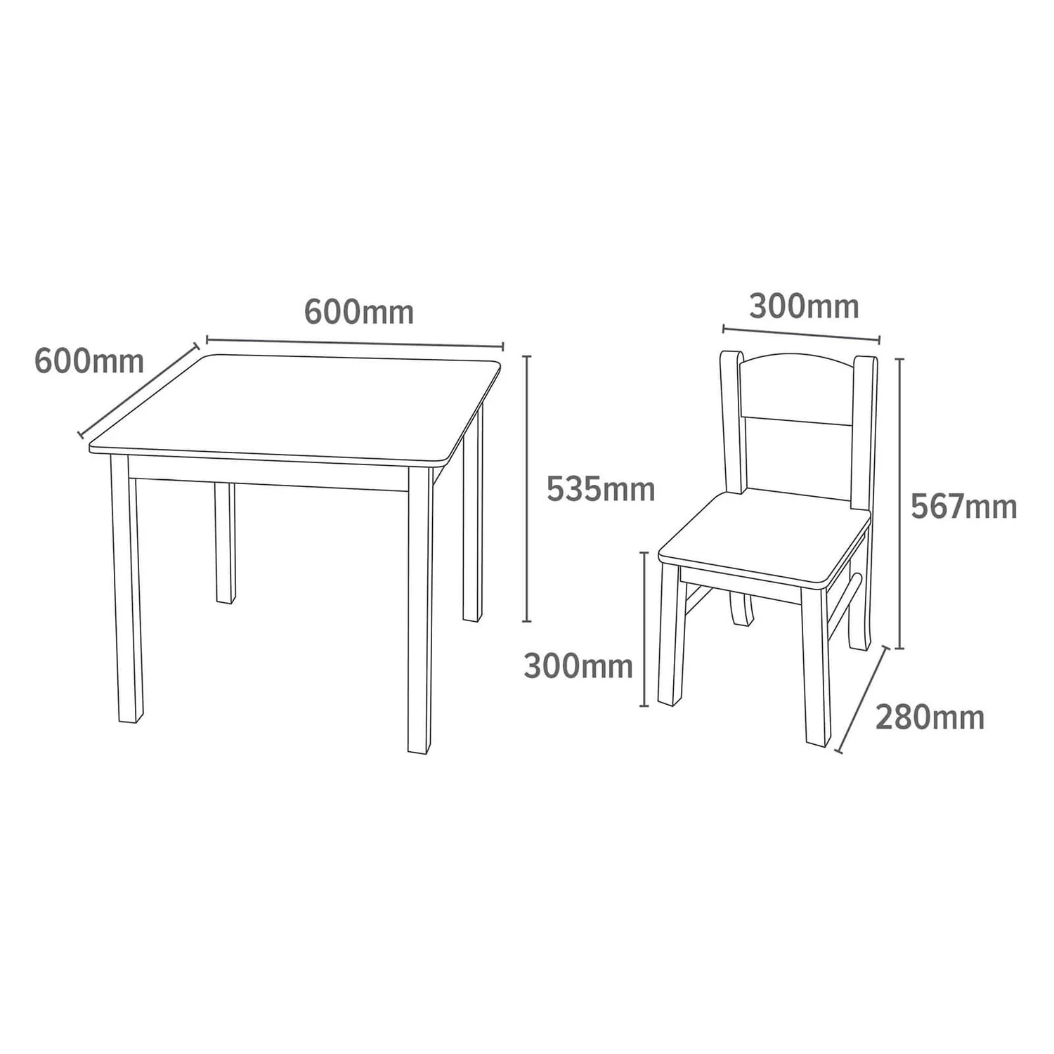 None Wooden Table And Chair Set - White 7 None Wooden Table And Chair Set - White - Image 7