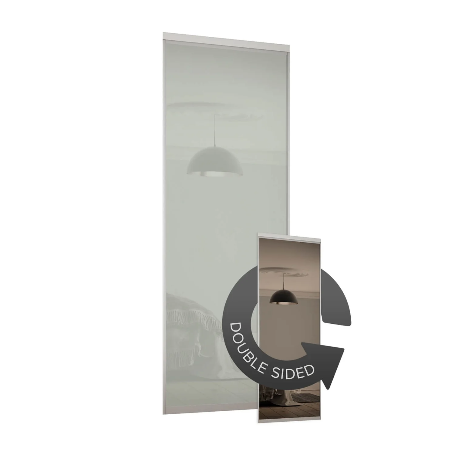Duo Sliding Wardrobe Door Bronze Mirror /Arctic White Glass With Aluminium Frame (W)762mm 1 Duo Sliding Wardrobe Door Bronze Mirror /Arctic White Glass With Aluminium Frame (W)762mm