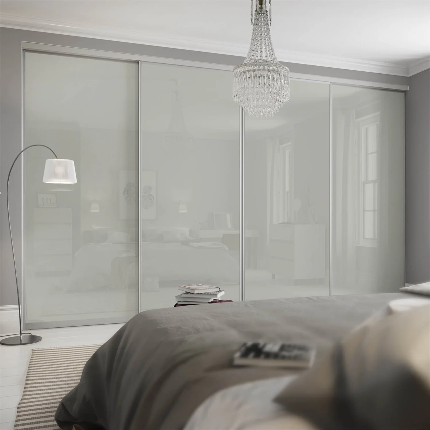 Duo Sliding Wardrobe Door Bronze Mirror /Arctic White Glass With Aluminium Frame (W)762mm 3 Duo Sliding Wardrobe Door Bronze Mirror /Arctic White Glass With Aluminium Frame (W)762mm - Image 3