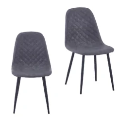 Perth Diamond Back Dining Chair - Set Of 2 - Grey