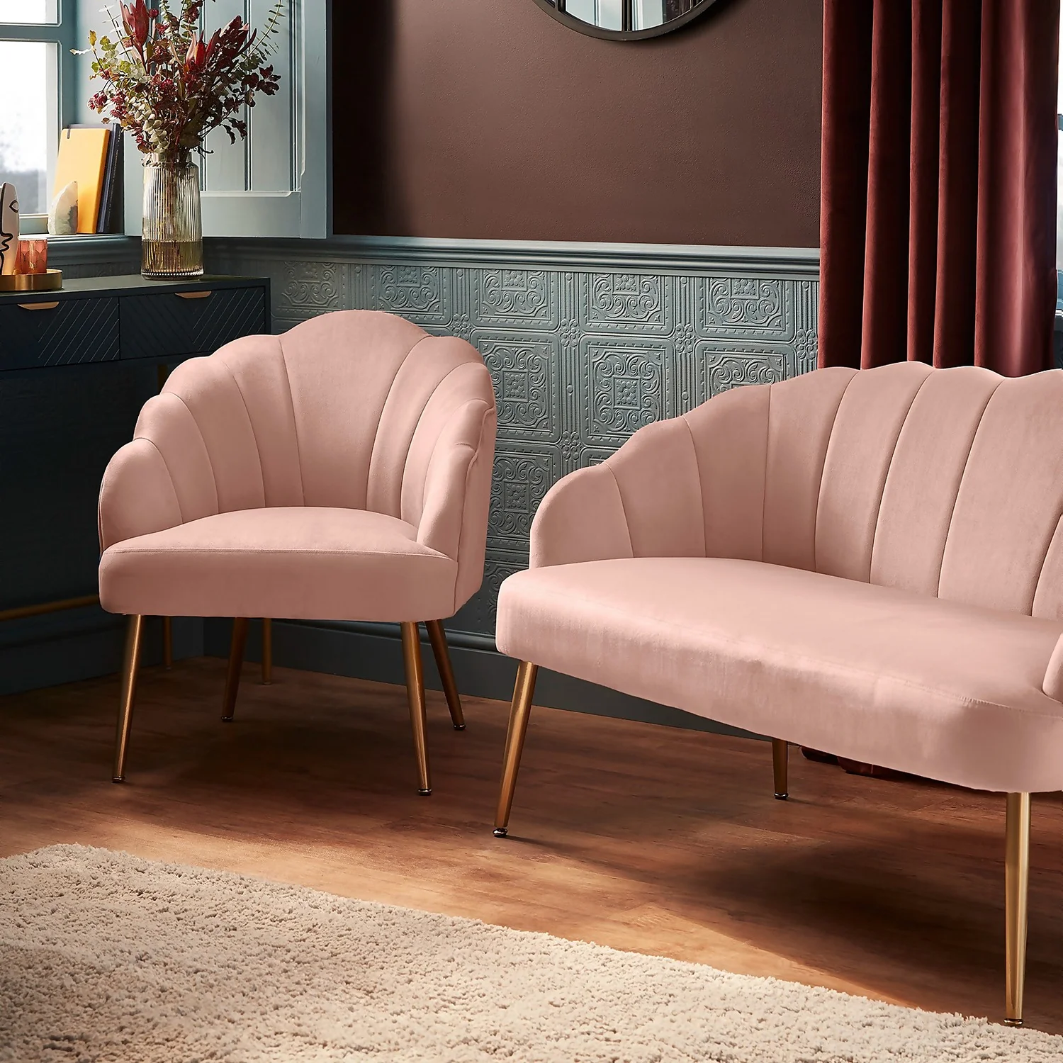 Sophia Scallop Occasional Chair - Blush 2 Sophia Scallop Occasional Chair - Blush - Image 2