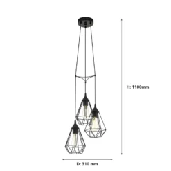 Eglo Tarbes 3 Light Cluster Pendant Light - Black -Outlet Home Harmony Store 12836712 1784833169455192