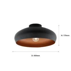 Eglo Mogano Flush Light - Black & Copper -Outlet Home Harmony Store 12836723 1314833235997127